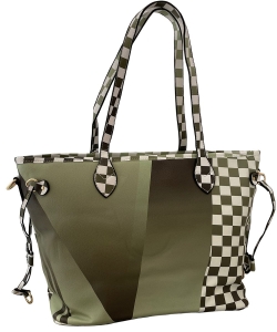 Checkered Fashion Shoulder Bag 6744 GREEN